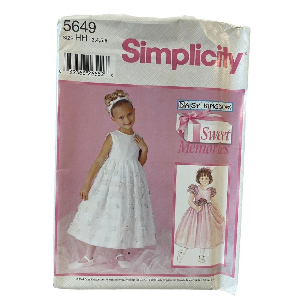 Simplicity Daisy Kingdom Sweet Memories Dress Pattern 5649 Childs Size 3-6
